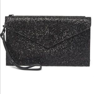 Rebecca Minkoff Leo glitter wristlet clutch